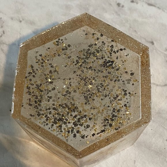 Gold, Cream & Black Resin Handmade Planter, Desktop Pen Holder, Trinket Holder - Picture 3 of 9